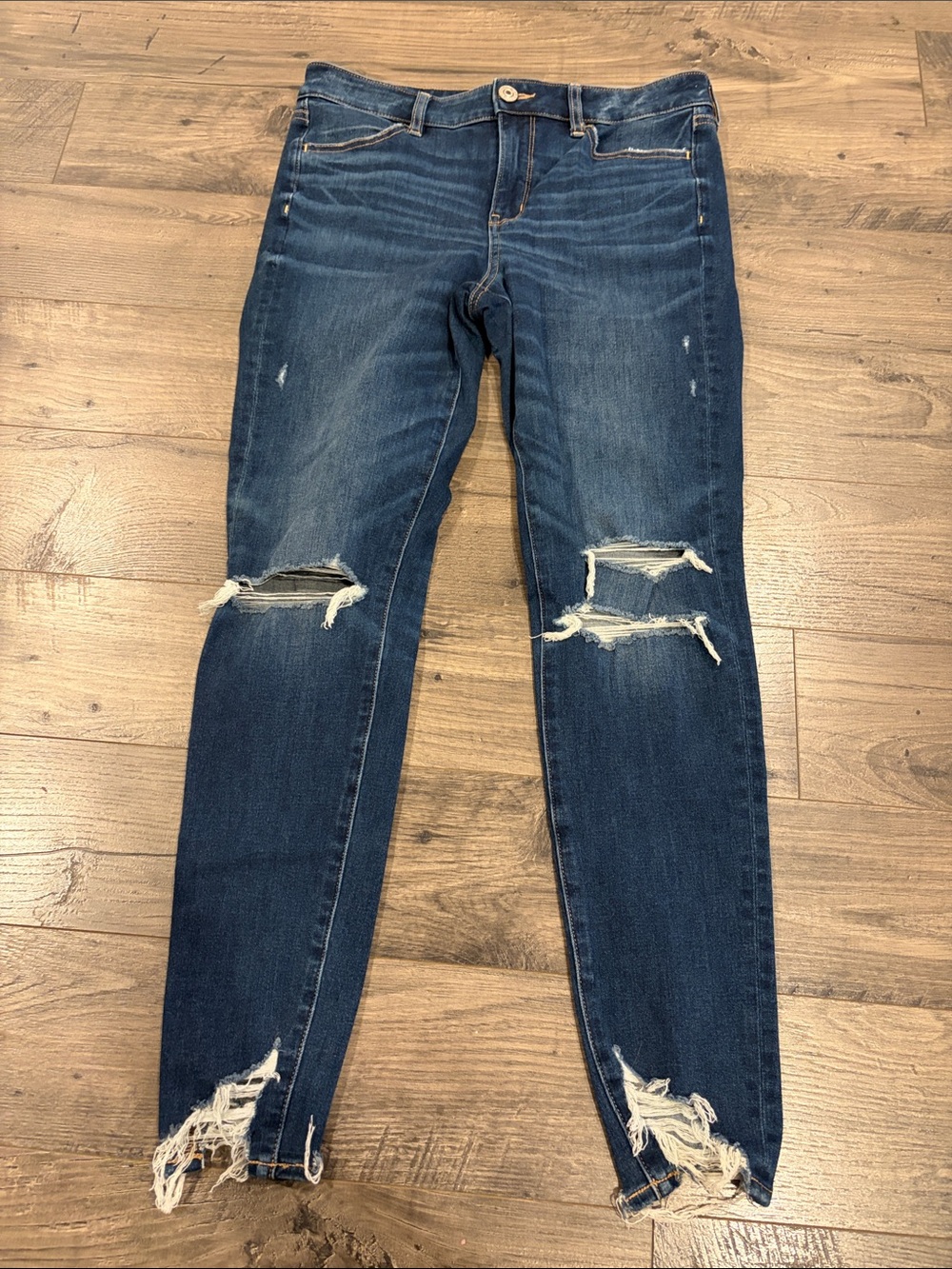 American Eagle Outfitters distressed hi rise jeggings with chewed hems